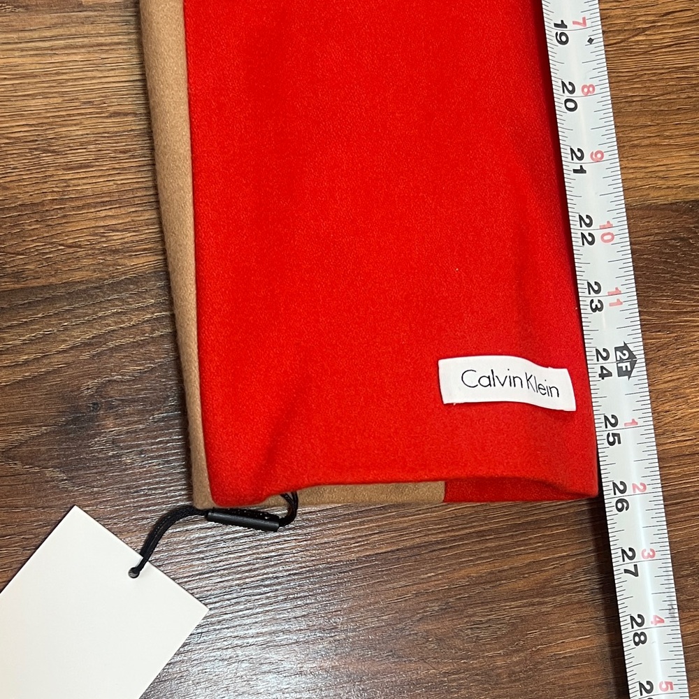 NWT - Calvin Klein Vibrant Red and Tan Trench Coat - Picture 8 of 12